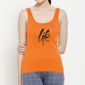 Débardeur Femme Haute Qualité Personnalisable avec Logo Tissu Tricoté Polyester/Coton Écologique Respirant Détail Plume Tenue Décontractée - Product Image 1