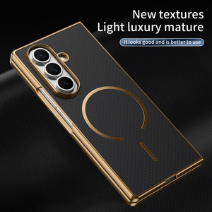 Étui magnétique de luxe au toucher soyeux pour Samsung <span class=keywords><strong>Galaxy</strong></span> Z Fold 7 <span class=keywords><strong>6</strong></span> 5 4 3, texture Kevlar, film en verre trempé intégré, coque fine plaquée - Product Image 3