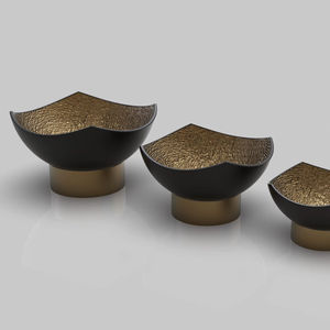 Juego de 3 Tazones de Aluminio de Lujo, Ecológicos, Personalizados, Decorativos en Negro y Dorado, Centro de Mesa Moderno para el Hogar - Product Image 1