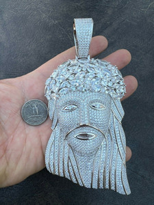 จี้หน้าฮิปฮอปแบบกำหนดเองสำหรับผู้ชาย จี้เพชรโมอิสซาไนต์ VVS ระยิบระยับ เครื่องประดับ 3 มิติ จี้เงินแท้ S925 - Product Image 4