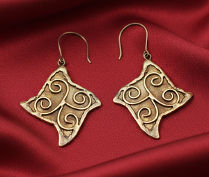 ต่างหูทองเหลืองทรงเรขาคณิตทำมือ ดีไซน์ลวดลายนามธรรม เครื่องประดับสไตล์วินเทจสำหรับผู้หญิง เหมาะสำหรับงานปาร์ตี้ - Product Image 5