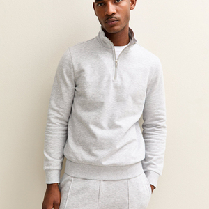 Haider grey white patches Quarter-Zip Long Sleeve Knitted Polyester Shirt <b>Sweat</b>-Wicking Breathable Quick Dry Sporty <b>Top</b> - Product Image 4
