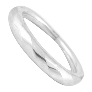 925 Sterling <b>Silver</b> Charm Faceted Bangle-32g <b>Solid</b> Round <b>Bracelet</b> (Size 2.7) for Gift & Party Occasions - Product Image 1