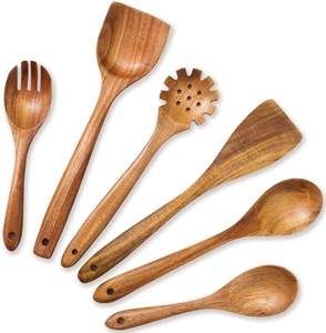Modern Natural Wood <b>Mirror</b> Rose <b>Gold</b> Plated Kitchen Utensil Set Non Stick Cooking Cutlery Spatula Spoon Turner Ladle Accessories - Product Image 1