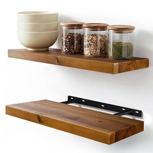 Acacia Wood Single Living Room <b>Wall</b> <b>Shelves</b> <b>Floating</b> <b>Shelves</b> Carved Mid Century Modern Design-OEM Custom Wholesale | Aqudus - Product Image 2