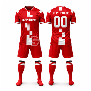 Conjunto de Uniforme de Fútbol Personalizado Azul para Hombre, Cuello en V, Manga Corta, Transpirable, de Poliéster, con Nombre del Equipo - Product Image 5