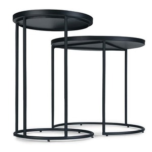 Juego de 2 mesas de centro modernas con estructura de metal, mesas de centro redondas negras para sala de estar, diseño minimalista - Product Image 4