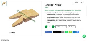 Wooden <b>Bench</b> Pin Dual V Slot Jewelry Work <b>Tool</b> Precision Support for Jewelry Making <b>Tools</b> and Hand <b>Tools</b> | Item No GS-127J - Product Image 3