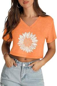 เสื้อยืดคอกว้างแขนสั้นทรงครอปสำหรับผู้หญิง รุ่นยอดนิยมประจำฤดูร้อน - Product Image 6