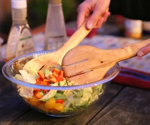 Textured Wooden Salad Pair – Elegant Spoon & Fork for Sophisticated Dining Spaces - Product Image 4