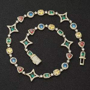 Collier chaîne tennis en argent sterling 925 avec diamants CZ multicolores, bijou de luxe hip-hop pour hommes et femmes - Product Image 4