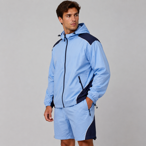 Ensemble veste coupe-vent et short pour homme, personnalisé, réfléchissant, coupe-vent, respirant, en nylon Ripstop, avec logo personnalisé, fournisseur - Product Image 3