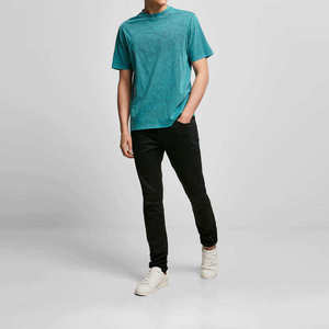 Vintage Acid Wash Eco-Friendly Front Logo 100% Cotton 200g Oversized T-Shirt Men Retro Streetwear Casual Summer Fashion - Product Image 2
