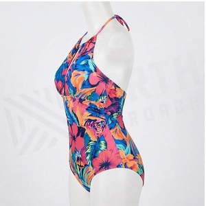 Blue Butterfly Print 2 Piece Yoga <b>Set</b> With Gold Trim Deep V Neck Halter Bodysuit And Knee Length Wrap Skirt - Product Image 3