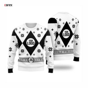 Suéter Navideño Corex para Hombre con Logotipo Personalizado, Impresión por Sublimación, Transpirable, 100% Algodón, Cuello Redondo, Jersey Navideño de 300g - Product Image 3