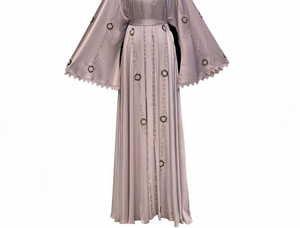 Wholesale Umbrella Abaya Stone Work Handmade Sequined Arabic Dubai Style Full Flare Nida Fabric Evening Party Dress - Product Image 2