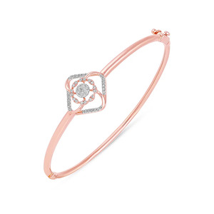 Openwork Square Floral Centerpiece Diamond <b>Bangle</b> <b>Bracelet</b> - Product Image 2