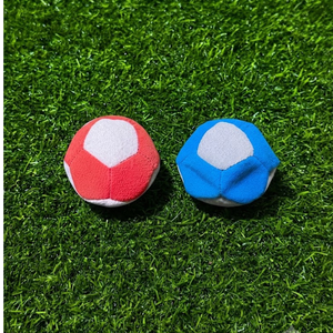 Bolsa de fútbol americano (Hacky Sack) de 12 paneles, dos tonos, de gamuza sintética, colores contrastantes rojo, azul, gris claro, rellena de arena, ¡la más vendida! - Product Image 3