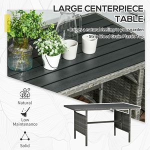 Set di Mobili da Esterno in Vimini a 7 Pezzi con Effetto Legno Teak, Divano Sezionale da Esterno, Tavolino Alto Misto, Elegante Set Conversazione in Legno-Plastica - Product Image 6