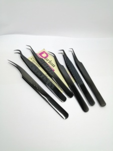 Custom Logo Fiber Tip Tweezers For Eyelash Extension Star Diamond Heart Grip Volume Tweezers Stainless Steel Hello Kitty Tweezer - Product Image 1