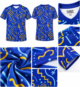 Camiseta Deportiva de Poliéster con Estampado Geométrico por Sublimación y Transferencia de Calor, Transpirable, Cuello en V, Manga Corta, Talla S - Product Image 2