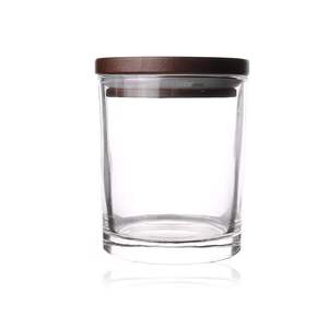 Frasco de vidrio de buena calidad con tapa de madera para almacenamiento en la cocina, con vidrio transparente y tapa de madera lisa para uso diario. - Product Image 2