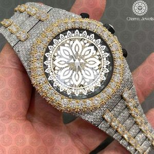 Charm_Jewells Luxury Men Stainless Steel <b>Watch</b> Round Case 43mm Analog Quartz Sapphire Crystal <b>Diamond</b> Bracelet Fashion - Product Image 2