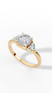 Anillo Triple con Corte Cojín y Diamante Solitario con Corte Corazón, Diamante Cultivado en Laboratorio, Oro de 10K, Venta al por Mayor, Fabricante y Proveedor de Joyería Fina OEM - Product Image 6