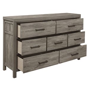 Comò da letto con 7 cassetti in stile rustico con finitura grigia Premium in legno laminato melaminico 1 pz - Product Image 3