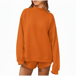 Sudadera Oversize de Cuello Alto para Mujer, Bordada, Ecológica, para Otoño e Invierno, con Logotipo Personalizado, de Algodón y Felpa, Mangas Largas, OEM ODM - Product Image 4