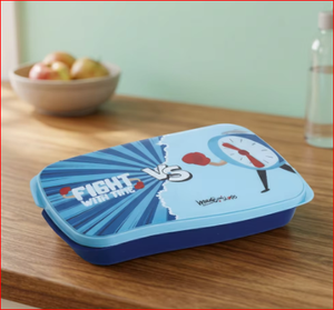Lonchera Buddy Rectangular para Niños con Diseño de Reloj, Tapa de Plástico Azul, Compartimento Único, Portátil, Estilo Lindo - Product Image 4