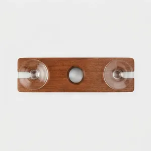 Porte-bouteilles à vin rectangulaire en bois d'acacia avec supports à verres, design minimaliste, vaisselle réutilisable - Product Image 3