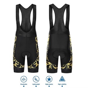 <b>Cycling</b> Jersey Set Adults Customized Black Gold Floral Print <b>Short</b> Sleeve Bib <b>Shorts</b> Full Zipper Breathable Mesh Fitted High - Product Image 3