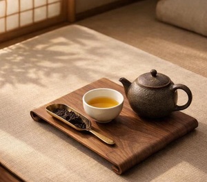 Walnut Wooden Tea Tray Simple Curved Tea Board <b>Small</b> Tea <b>Table</b> Decorative Wooden <b>Drink</b> Tray Handmade Coffee Serving Board - Product Image 4