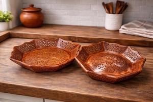 engraved wooden tray polished wooden tray natural wood tray eco friendly tray solid wood tray acacia wood tray <b>sheesha</b> - Product Image 5