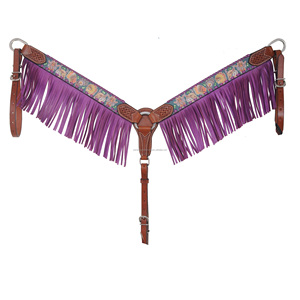 Top Trendy 100% cuello de pecho occidental de cuero genuino con pintura a mano y trabajo de flecos fabricante al por mayor Saman Export - Product Image 4