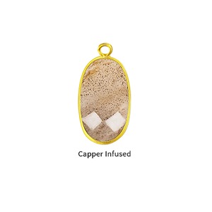 Pendentif ovale à facettes en cuivre plaqué or, breloque en pierre précieuse faite à la main, pendentif pierre de naissance pour la création de colliers - Product Image 1