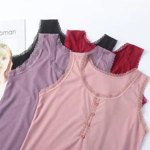 เสื้อผ้าชายหาดสำหรับผู้หญิง คุณภาพสูง สีพื้น ระบายอากาศได้ดี กันยับ สายเดี่ยวติดกระดุม เนื้อผ้านุ่ม ยืดหยุ่น ใส่เป็นเสื้อซับในได้ ดีไซน์แขนกุด เซ็กซี่ - Product Image 2