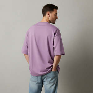 T-shirts Homme Oversize Couleur Violet Clair 2026 – Design Personnalisé, Épaules Tombantes, Coupe Ample et Respirante - Product Image 2