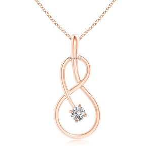 จี้เพชรทรงกลมเพาะเลี้ยงแบบอินฟินิตี้ ทอง 10K 14K 18K เงิน 925 935 ดีไซน์เรียบหรู สื่อถึงความรักโรแมนติก เหมาะสำหรับเป็นของขวัญหมั้นหรือเครื่องประดับชั้นดี - Product Image 3