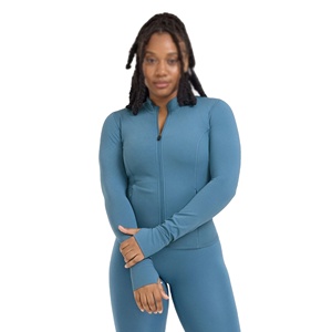 Otoño mujer gimnasio cómodo cremallera completa Yoga chaqueta señoras secado rápido manga larga deportes ropa activa Fitness Slim Top - Product Image 1