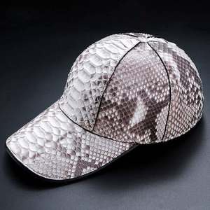Luxury Python Snake texture Leather Baseball <b>Cap</b> 6-Panel Adjustable Unisex Solid Black Casual <b>Hat</b> for Adults Four Seasons - Product Image 2