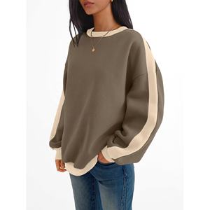 OEM Design personnalisé sweats pour femmes 100% coton uni couleur unie surdimensionné décontracté manches longues haut pour l'hiver - Product Image 4