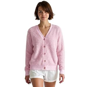 Suéter de Punto Personalizado OEM ODM para Mujer, Cárdigan de Invierno, Suéter de Moda, Jacquard Afelpado, Mangas Largas, Prenda de Punto Cálida, Informal, de Nailon - Product Image 3