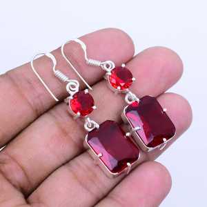 Pendientes colgantes de granate de Mozambique estilo bohemio, plata de ley 925, joyería hecha a mano, pendientes de piedras preciosas naturales para mujer - Product Image 6