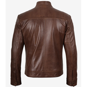 2026 OEM Latest Design Cogan <b>Brown</b> Cowhide <b>Leather</b> <b>Jackets</b> For Men's Zip Pockets 100%High Quality Low MOQ Winter Fashion <b>Jackets</b> - Product Image 2