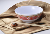 Bol à soupe et nouilles rond en mélamine écologique incassable, motif Wan Shou Wu Jiang, pour la restauration (vente en gros)