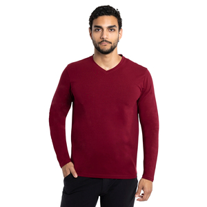 Chemise à manches longues de qualité supérieure, vêtements décontractés élégants, hauts à manches longues fabriqués au Pakistan, t-shirt classique à manches longues et col en V pour hommes - Product Image 1