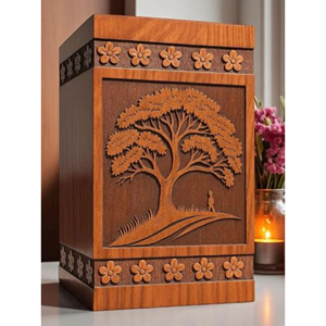 Custom Engraved Wooden Urn for Ashes <b>Memorial</b> Personalized Wooden Cremation Urn with Name Plate by AYAANS - Product Image 3