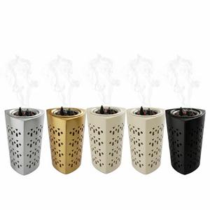 Modern Triangular Silver Metal <b>Bakhoor</b> Burner Geometric Laser Cut Incense Censer for <b>Oud</b> Frankincense and Charcoal - Product Image 4
